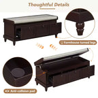 Banc de rangement classique Whisen avec siège capitonné et trois tiroirs