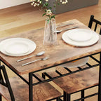HOMCOM Ensemble de salle à manger 3 pièces, Table et chaises de cuisine avec étagère de rangement intégrée et cadre en acier
