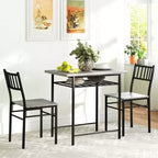 HOMCOM Ensemble de salle à manger 3 pièces, Table et chaises de cuisine avec étagère de rangement intégrée et cadre en acier