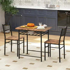 HOMCOM Ensemble de salle à manger 3 pièces, Table et chaises de cuisine avec étagère de rangement intégrée et cadre en acier