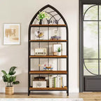 Étagère Lantine à 5 niveaux, bibliothèque haute de 190 cm, étagère de présentation industrielle incurvée autoportante pour le salon, le bureau à domicile