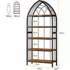 Étagère Lantine à 5 niveaux, bibliothèque haute de 190 cm, étagère de présentation industrielle incurvée autoportante pour le salon, le bureau à domicile