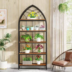 Étagère Lantine à 5 niveaux, bibliothèque haute de 190 cm, étagère de présentation industrielle incurvée autoportante pour le salon, le bureau à domicile