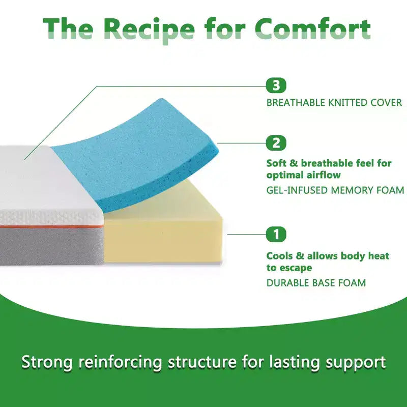 VECELO Matelas en Mousse à Mémoire de Forme 8", Fermeté Moyenne, Taille Simple/Double/Grand Lit/Très Grand Lit/Très Grand Lit Californien et Surmatelas