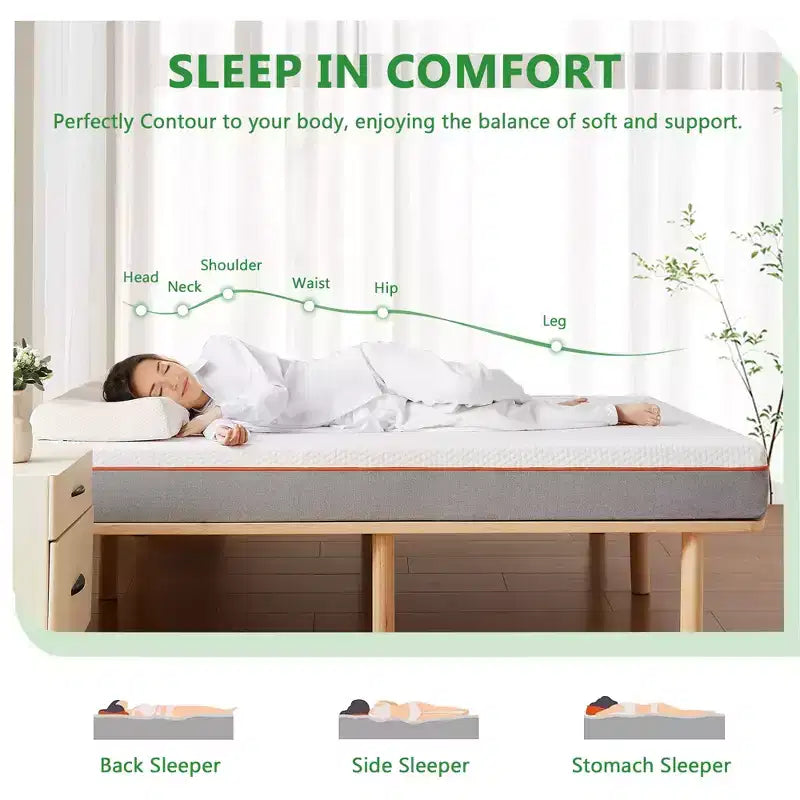 VECELO Matelas en Mousse à Mémoire de Forme 8", Fermeté Moyenne, Taille Simple/Double/Grand Lit/Très Grand Lit/Très Grand Lit Californien et Surmatelas