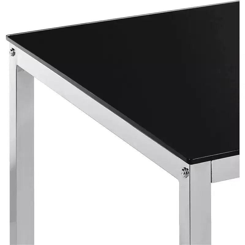 Kings Brand Furniture - Table à manger moderne rectangulaire avec plateau en verre, base chromée