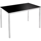 Kings Brand Furniture - Table à manger moderne rectangulaire avec plateau en verre, base chromée