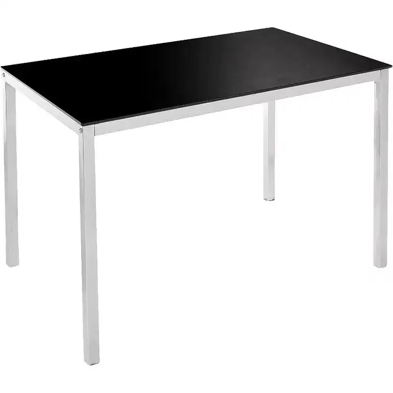 Kings Brand Furniture - Table à manger moderne rectangulaire avec plateau en verre, base chromée