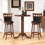 Ensemble de 3 pièces de salle à manger/bar Costway, table en bois avec base piédestal et 2 tabourets pivotants rembourrés