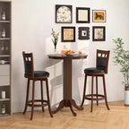 Ensemble de 3 pièces de salle à manger/bar Costway, table en bois avec base piédestal et 2 tabourets pivotants rembourrés