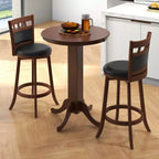 Ensemble de 3 pièces de salle à manger/bar Costway, table en bois avec base piédestal et 2 tabourets pivotants rembourrés
