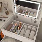 Famapy Coiffeuse de rangement blanche pliable - Table de maquillage compacte avec organisation