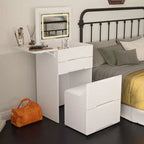 Famapy Coiffeuse de rangement blanche pliable - Table de maquillage compacte avec organisation