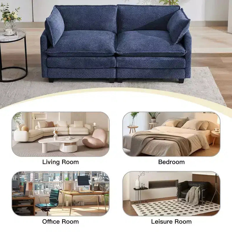 HYLEORY Canapé Causeuse 76,8 pour Salon, Canapé Rond Moderne 2 Places en Velours pour Chambre Bureau