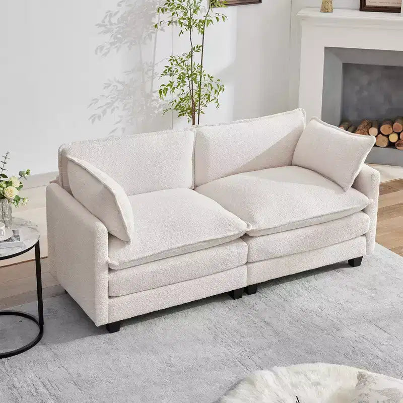 HYLEORY 76.8 Loveseat Sofa for Living Room, Modern 2 Seater Circle Velvet Sofa Couch for Bedroom Office