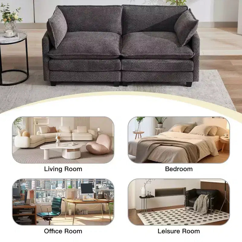 HYLEORY Canapé Causeuse 76,8 pour Salon, Canapé Rond Moderne 2 Places en Velours pour Chambre Bureau