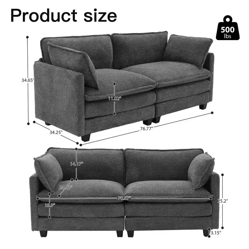 HYLEORY Canapé Causeuse 76,8 pour Salon, Canapé Rond Moderne 2 Places en Velours pour Chambre Bureau