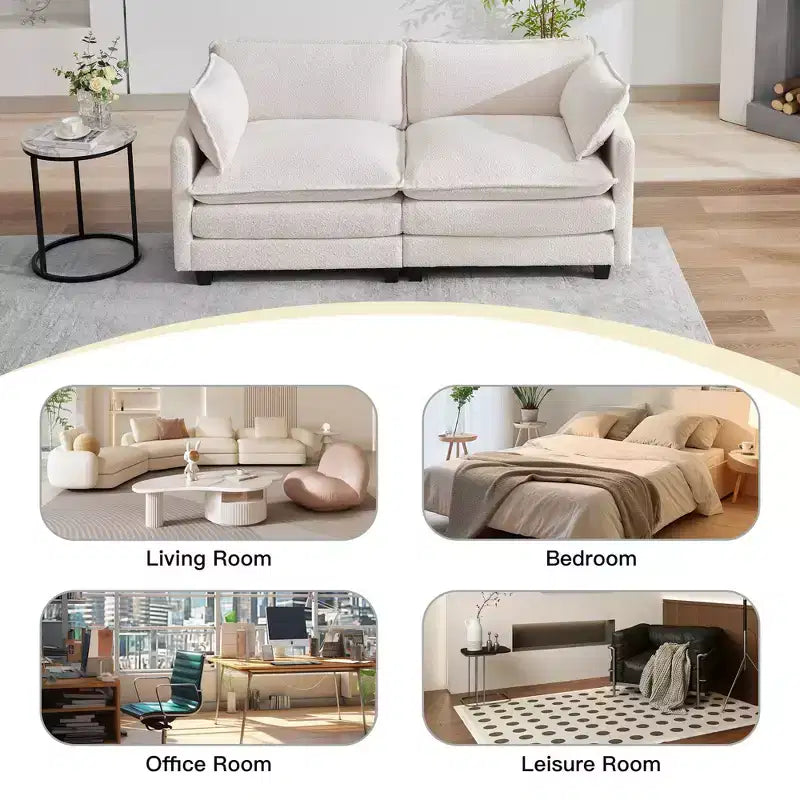 HYLEORY Canapé Causeuse 76,8 pour Salon, Canapé Rond Moderne 2 Places en Velours pour Chambre Bureau