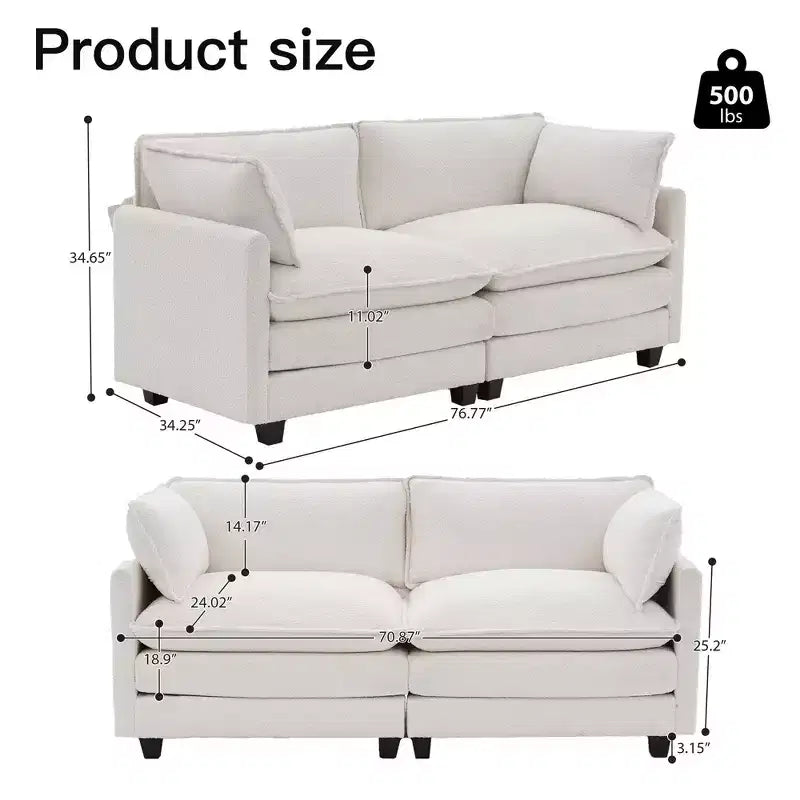 HYLEORY Canapé Causeuse 76,8 pour Salon, Canapé Rond Moderne 2 Places en Velours pour Chambre Bureau