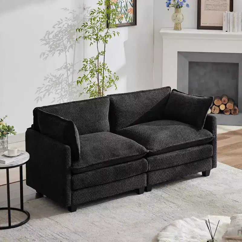 HYLEORY Canapé Causeuse 76,8 pour Salon, Canapé Rond Moderne 2 Places en Velours pour Chambre Bureau