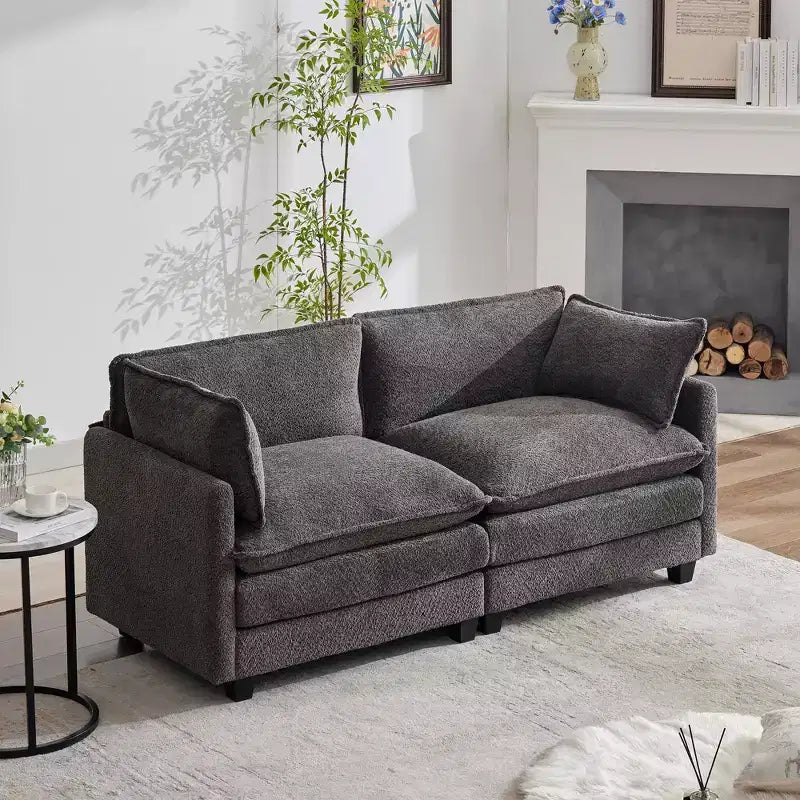 HYLEORY Canapé Causeuse 76,8 pour Salon, Canapé Rond Moderne 2 Places en Velours pour Chambre Bureau