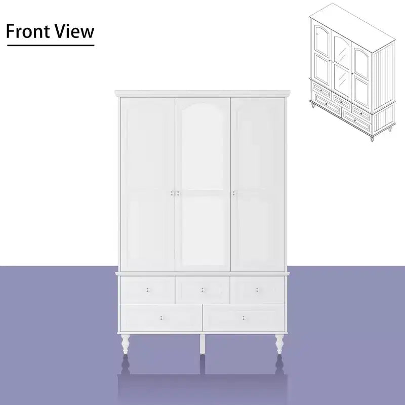 Armoire Famapy avec Miroir 3 Portes 5 Tiroirs Style Classique