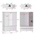 Armoire Famapy avec Miroir 3 Portes 5 Tiroirs Style Classique