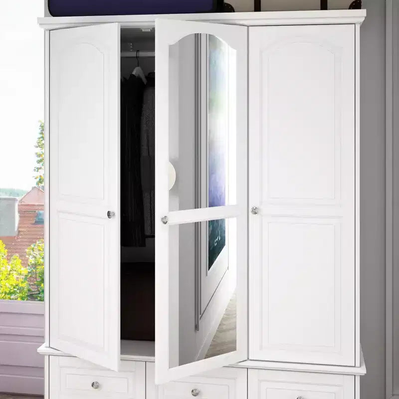 Armoire Famapy avec Miroir 3 Portes 5 Tiroirs Style Classique