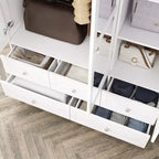 Armoire Famapy avec Miroir 3 Portes 5 Tiroirs Style Classique