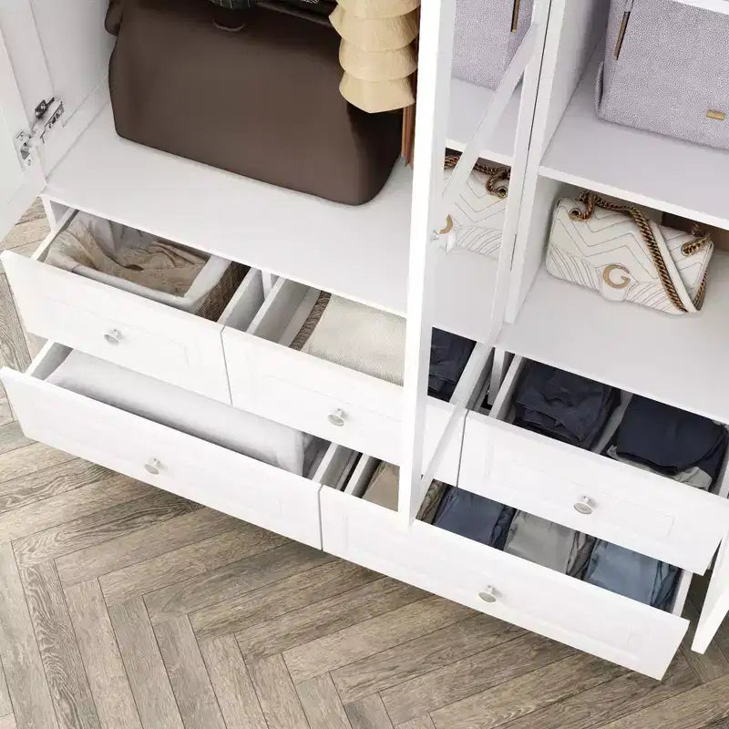 Armoire Famapy avec Miroir 3 Portes 5 Tiroirs Style Classique