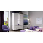 Armoire Famapy avec Miroir 3 Portes 5 Tiroirs Style Classique