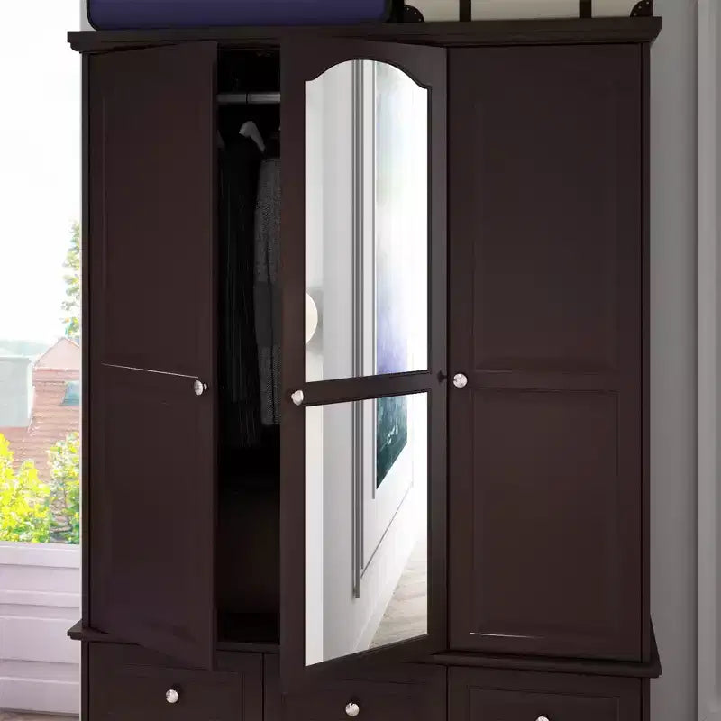Armoire Famapy avec Miroir 3 Portes 5 Tiroirs Style Classique