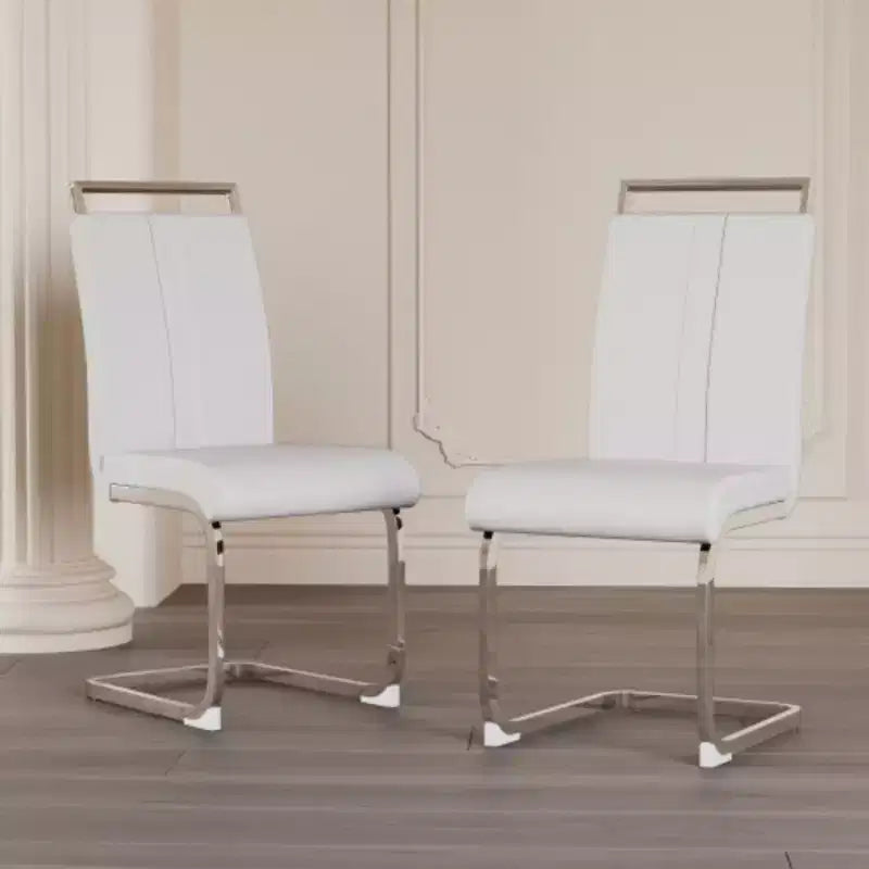 Chaises de salle à manger modernes à dossier haut avec pieds en métal en C, lot de 2