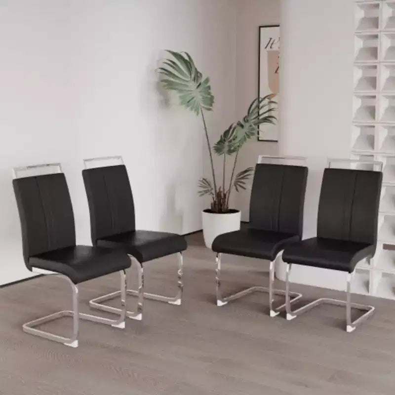 Chaises de salle à manger modernes à dossier haut avec pieds en métal en C, lot de 2