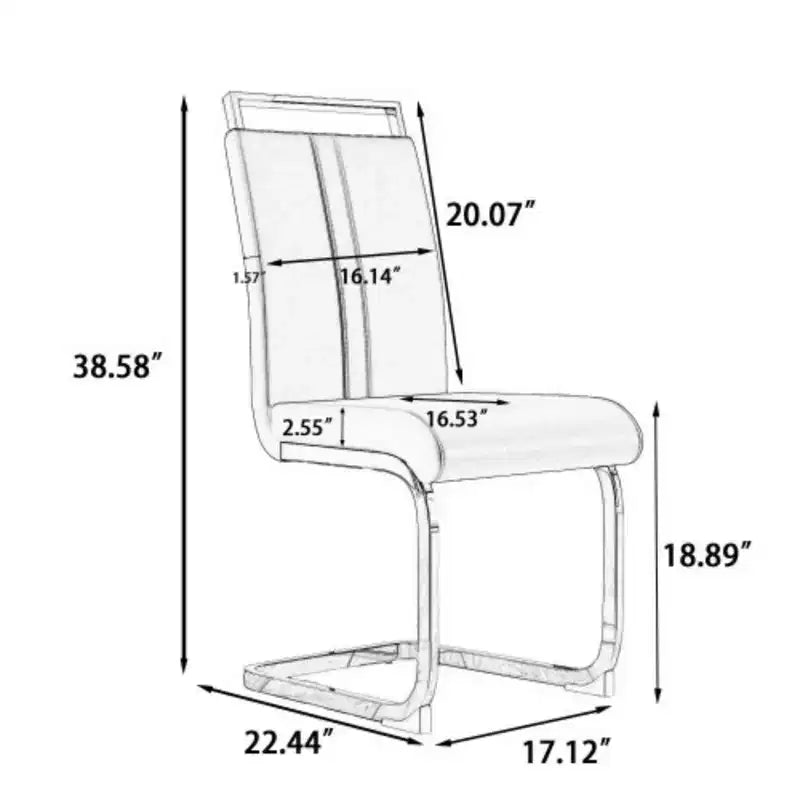 Chaises de salle à manger modernes à dossier haut avec pieds en métal en C, lot de 2