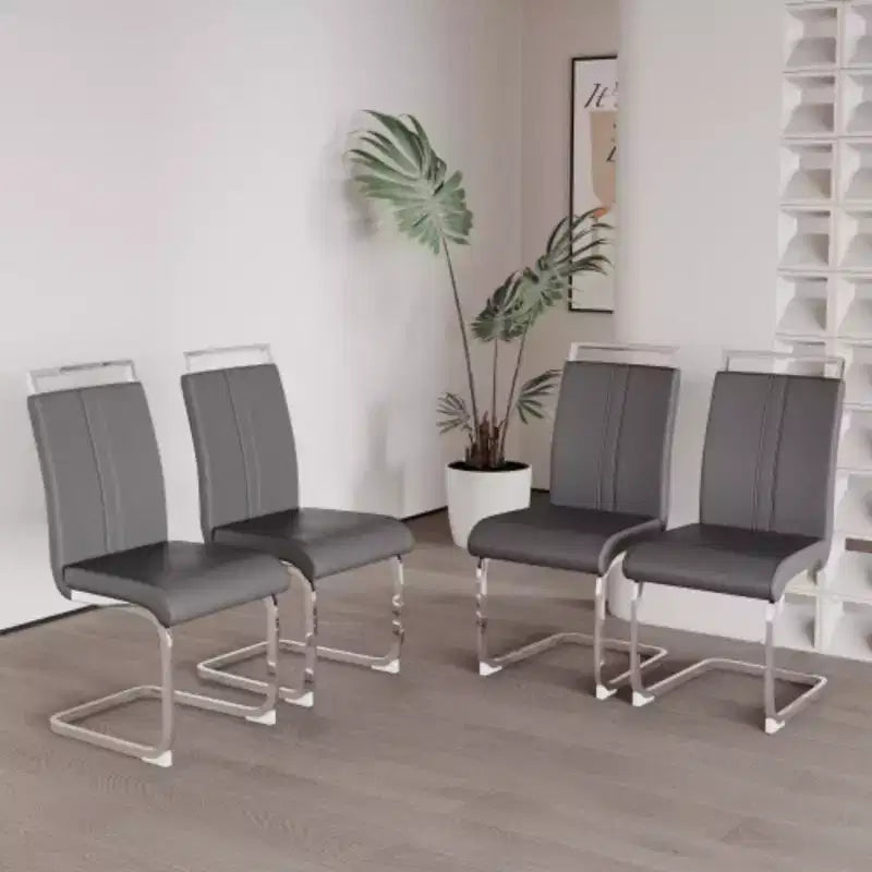 Chaises de salle à manger modernes à dossier haut avec pieds en métal en C, lot de 2