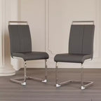 Chaises de salle à manger modernes à dossier haut avec pieds en métal en C, lot de 2