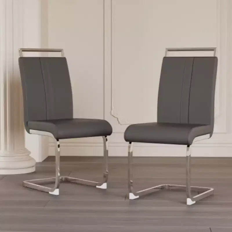 Chaises de salle à manger modernes à dossier haut avec pieds en métal en C, lot de 2