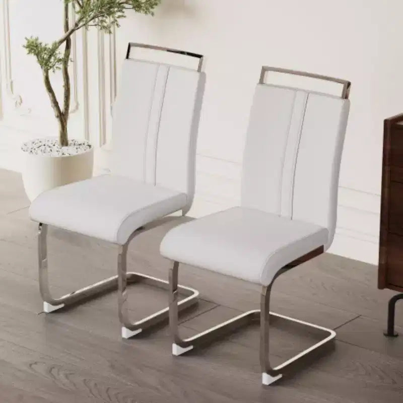 Chaises de salle à manger modernes à dossier haut avec pieds en métal en C, lot de 2