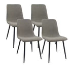 Ensemble de 4 chaises de salle à manger tapissées en lin avec pieds en métal noir