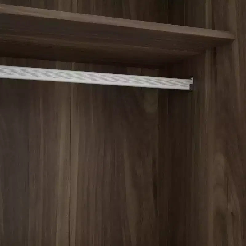Armoire de chambre 3 portes Whisen Wood avec tringle de penderie et étagères de rangement