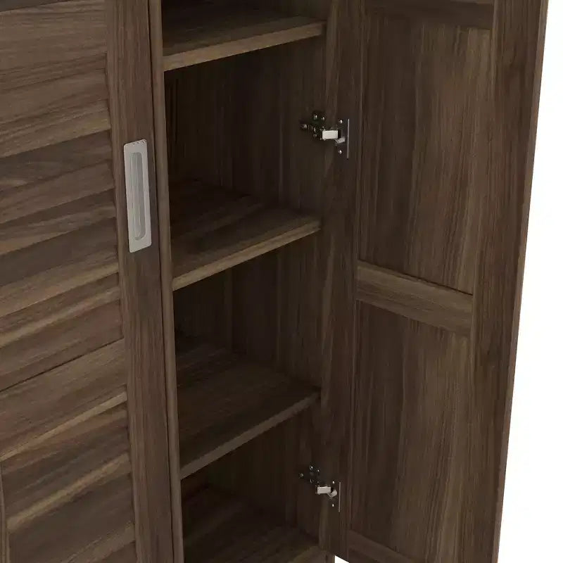 Armoire de chambre 3 portes Whisen Wood avec tringle de penderie et étagères de rangement