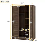 Armoire de chambre 3 portes Whisen Wood avec tringle de penderie et étagères de rangement