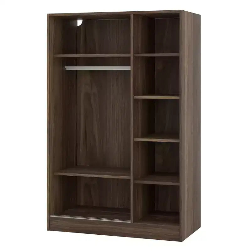 Armoire de chambre 3 portes Whisen Wood avec tringle de penderie et étagères de rangement