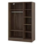 Armoire de chambre 3 portes Whisen Wood avec tringle de penderie et étagères de rangement