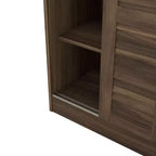 Armoire de chambre 3 portes Whisen Wood avec tringle de penderie et étagères de rangement