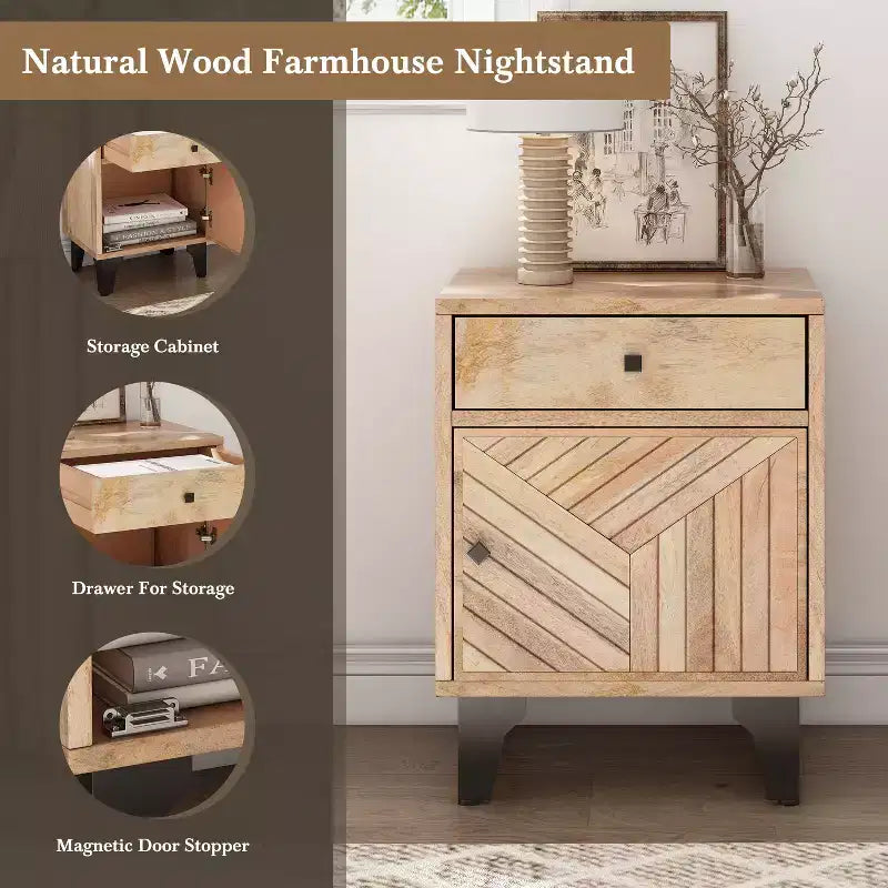 Christopher Knight Home Fogmere Table de chevet contemporaine avec tiroir, Naturel