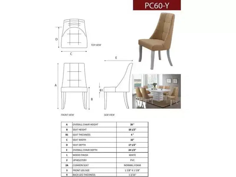 Kings Brand Furniture Chaises d'appoint de salle à manger/coin repas en vinyle Milan, lot de 2.