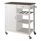 Chariot de cuisine Kings Brand Furniture avec plateau en bois et fini marbre