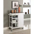 Chariot de cuisine Kings Brand Furniture avec plateau en bois et fini marbre